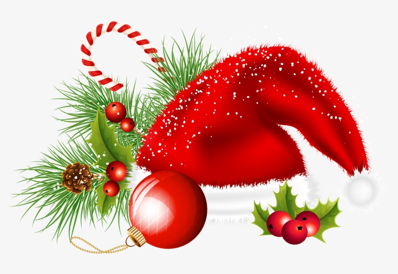Santa hat with holly and greens