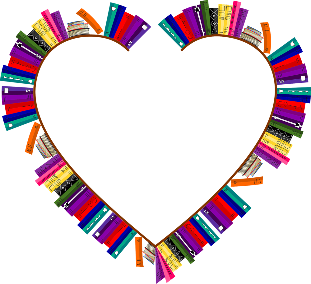 Colorful books in the shape of a heart