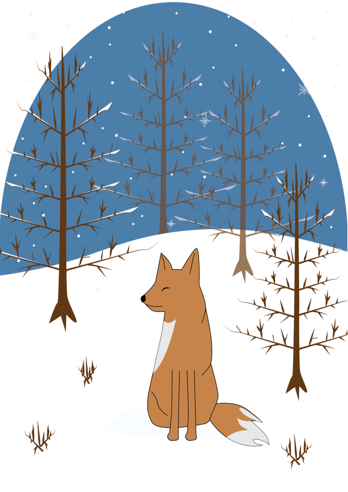 Fox in snowy woods 