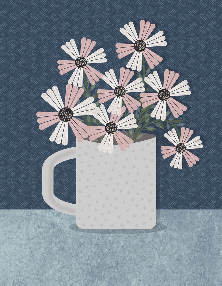 Flowers in a coffee mug