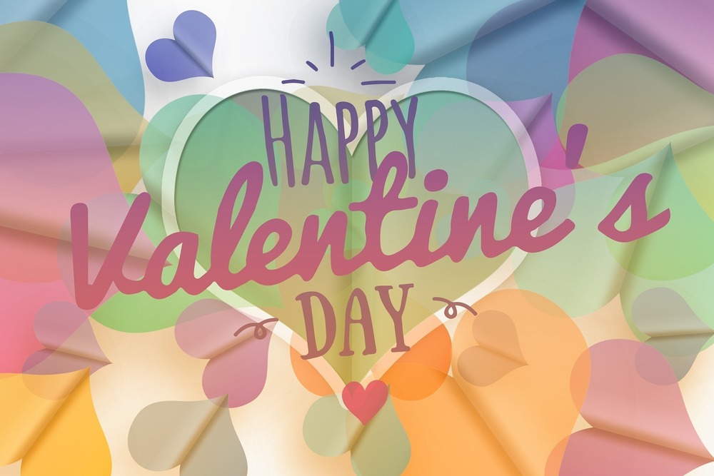 Happy Valentine's Day with hearts