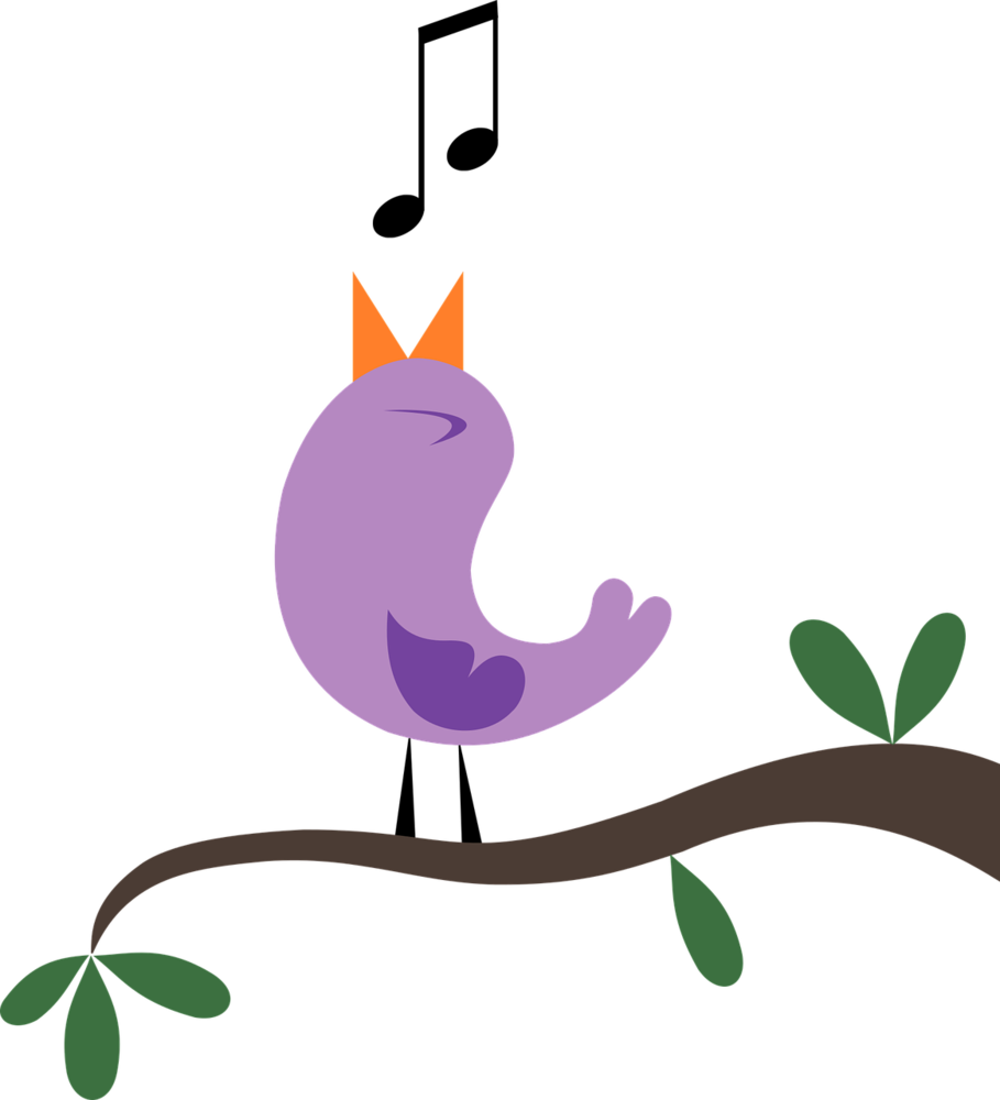 Purple bird "singing" on a tree limb