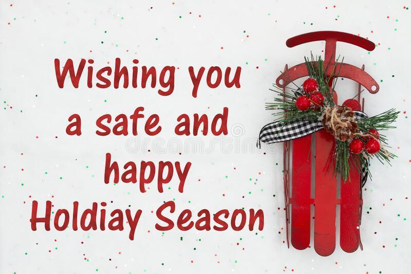 happy holiday message - red sled